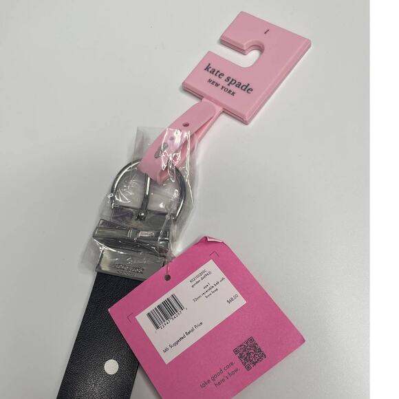 Kate Spade Reversible Bow Belt Large Leather Polka Dot Black 32mm - Picture 6 of 6